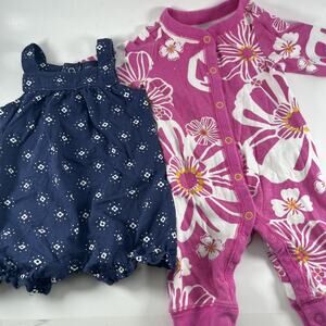 Carters Baby Girl Outfit Set 3M Sleeper Romper Pink Blue Floral